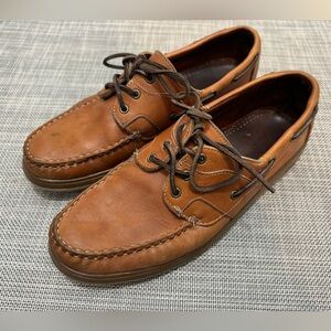 Allen Edmonds Key Largo Loafers Shoes Mens 10 Brown Leather Lace-Up Boat Shoes